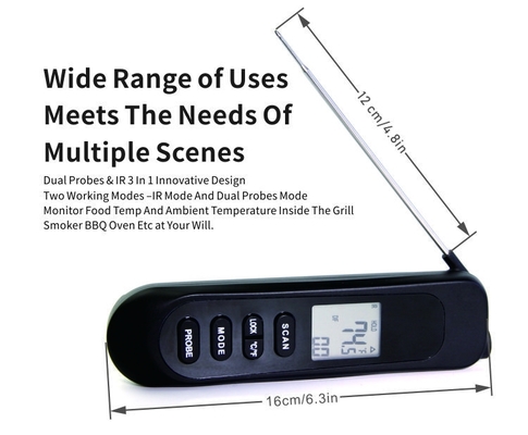 Faltbarer Infrarotaugenblick las Digital-Thermometer mit ausgedehnter verdrahteter Sonde
