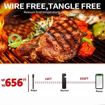 Amazon Hot Sale Fleischthermometer Wireless Probe App Steuerung Smart Thermometer mit langer Reichweite Für Ofen, Grillen