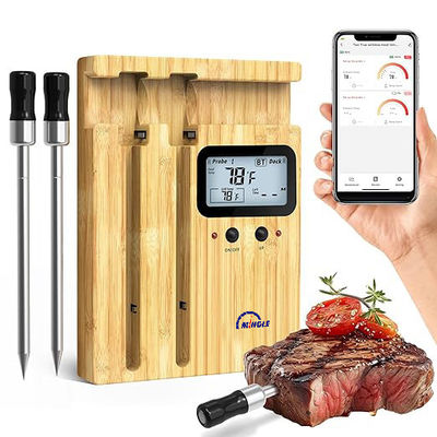 Digitaler BLE Bluetooth drahtloser Doppelnadel-Fleischthermometer 50m APP Überwachungstermometer Smart Alarm Grillthermometer