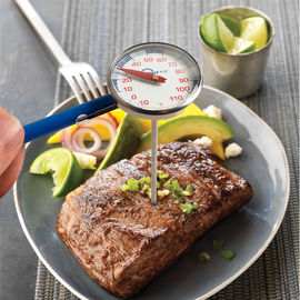 Las rostfreies Bimetall gebratener Augenblick BBQ-Thermometer mit blauer Farbwohnung