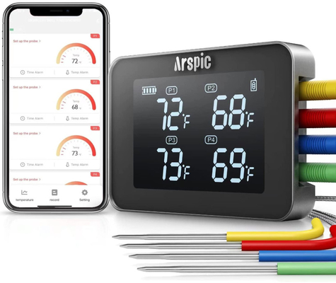 Fleisch-Thermometer-Bluetooth-Fernmonitor des Grill-SS304/des Grills mit 4 Sonden